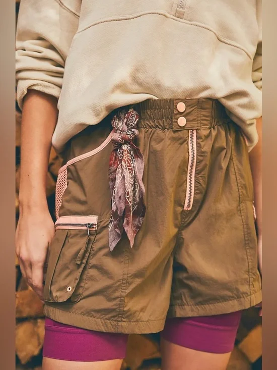 FP Movement Free People Morning Meadow Cargo Green Utility Shorts Size Small - Picture 6 of 8